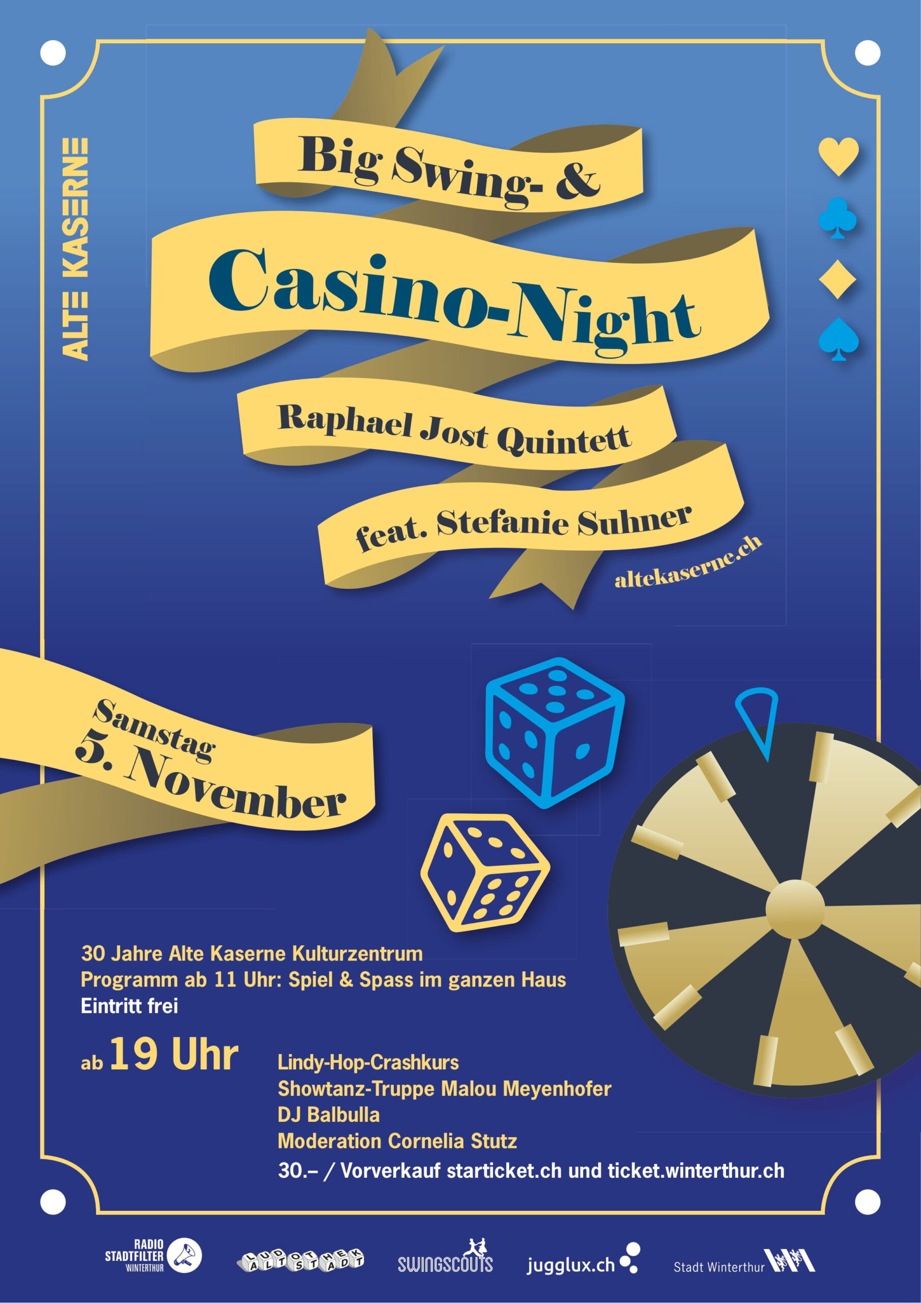 Sa, 5.11.22 # Big Swing- und Casino Night mit Raphael Jost Quintett feat. Stefanie Suhner