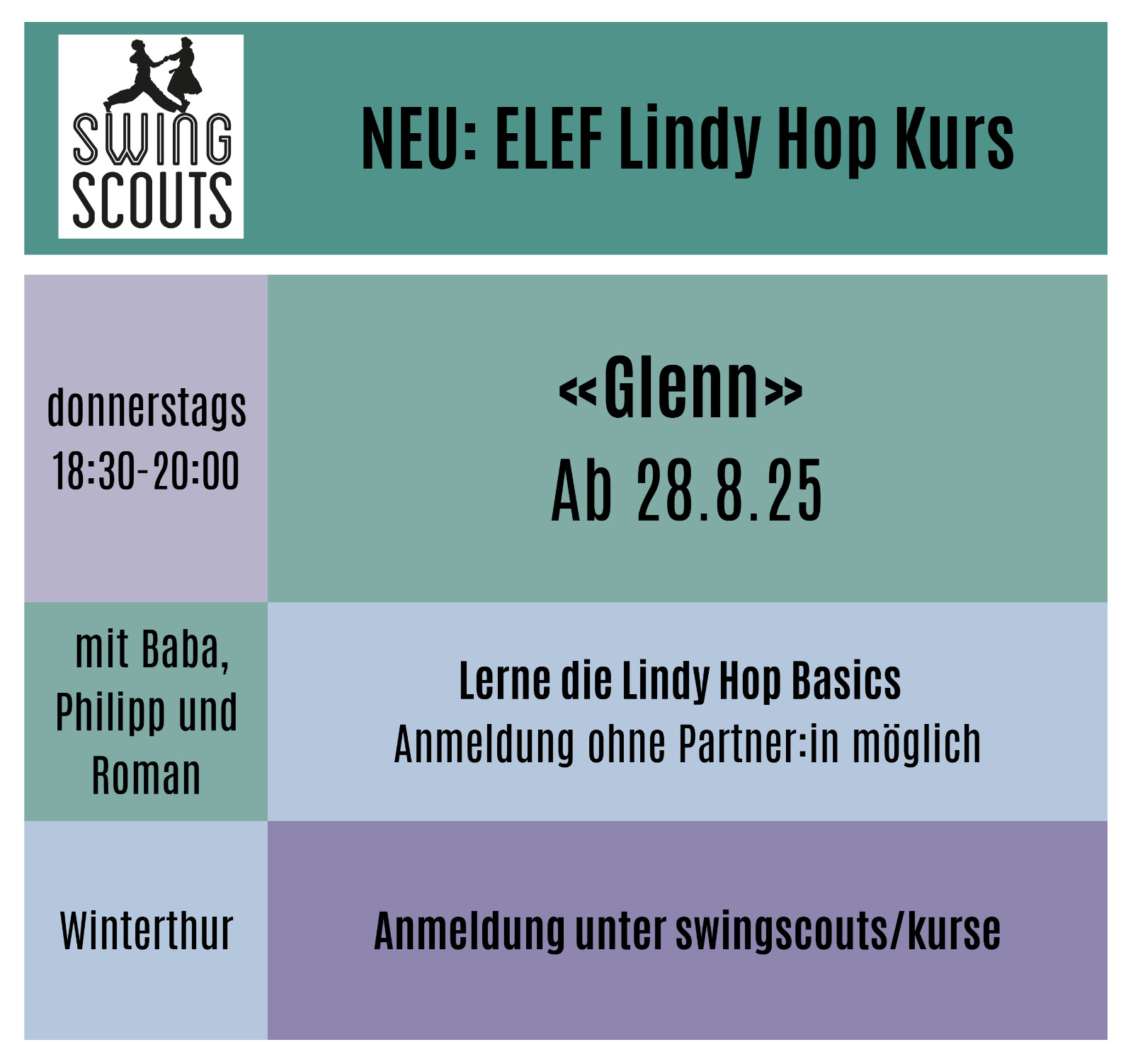 Ab 28.08.: Lindy Hop ELEF Newcomer