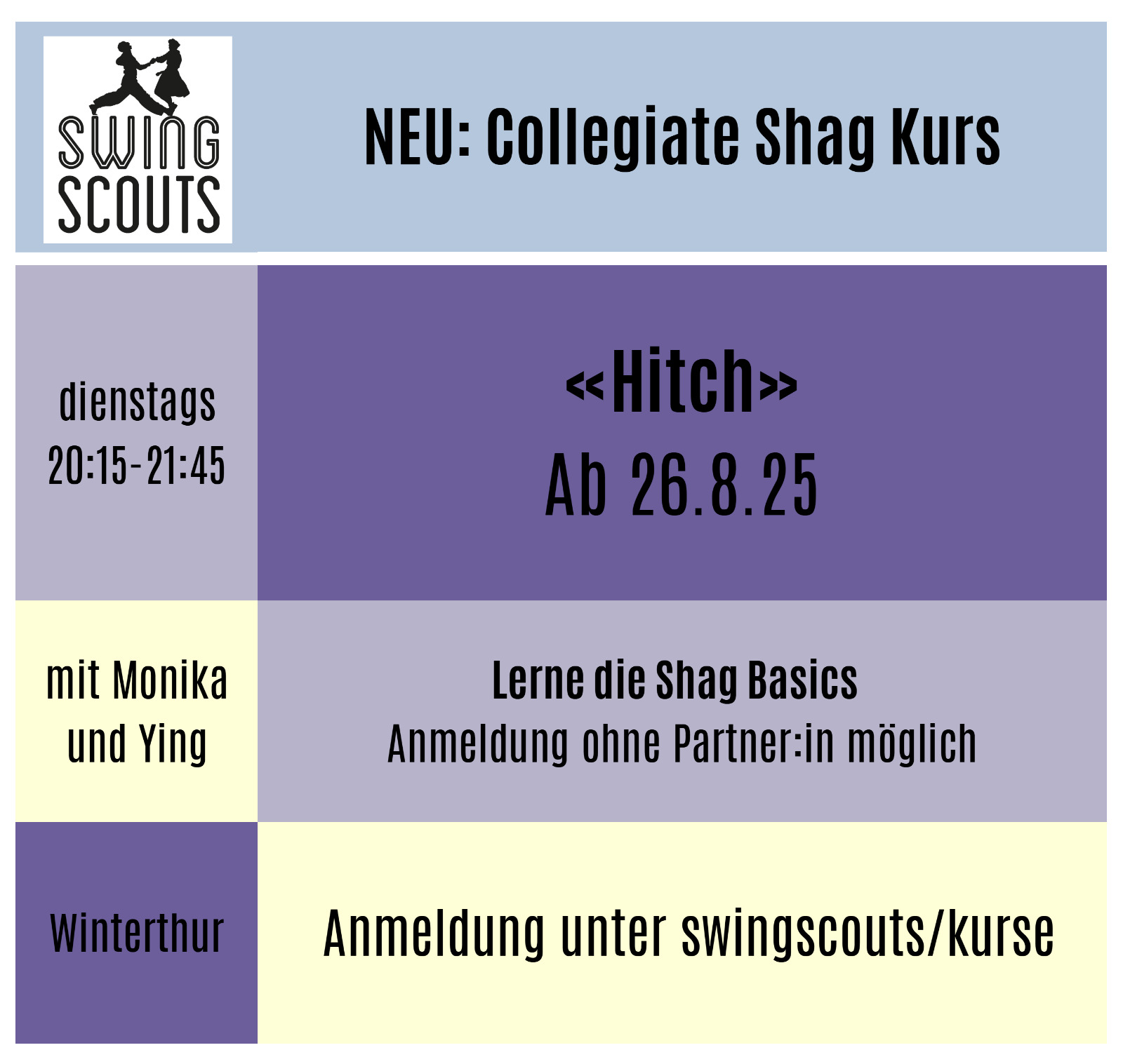 Ab 26.08.: Collegiate Shag Newcomer